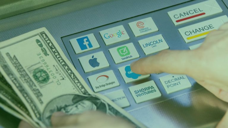Maiores investidores do Vale: Mão segura notas de dólares e clica m ícones de aplicativos de grande empresas